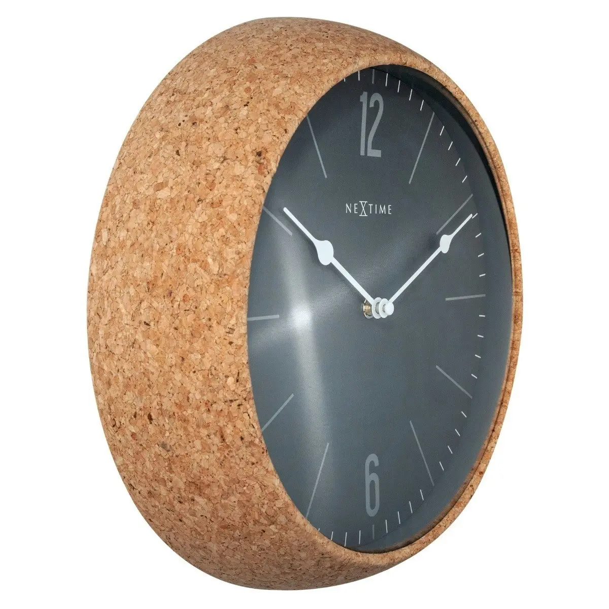 NeXtime 30cm Cork Silent Battery Operated Round Home/Office Decor Wall Clock GRY