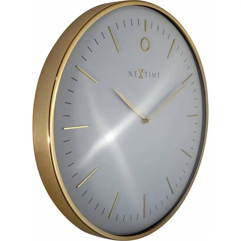 NeXtime Glamour 40cm Analogue Hanging Wall Clock Round Home Decor Gold/White