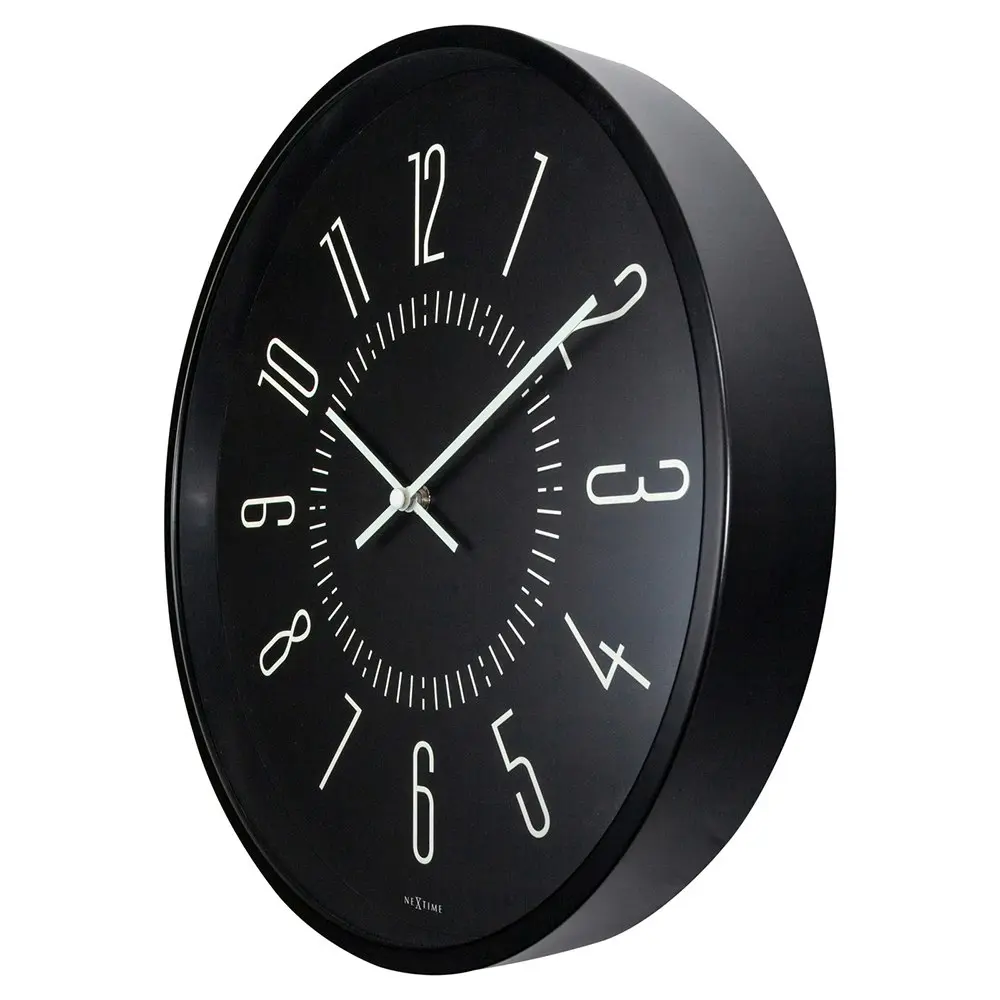 NeXtime Luminous Analogue Round 35cm Wall Clock Hanging Home/Room Decor Black