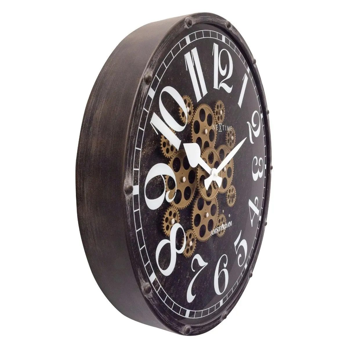 NeXtime Henry 50cm Hanging Wall Clock Round Analogue Home/Office Decor Black