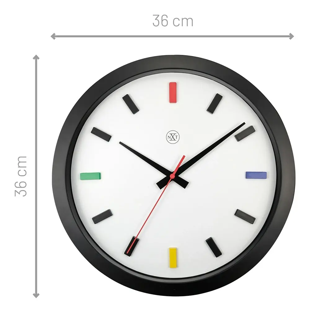 NeXtime 36cm Mix Silent Analogue Battery Operated Round Wall Clock Home Decor