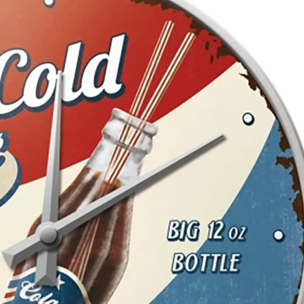 Nostalgic Art Metal/Glass Wall Hanging Round Clock Home Décor Have A Cola 30cm