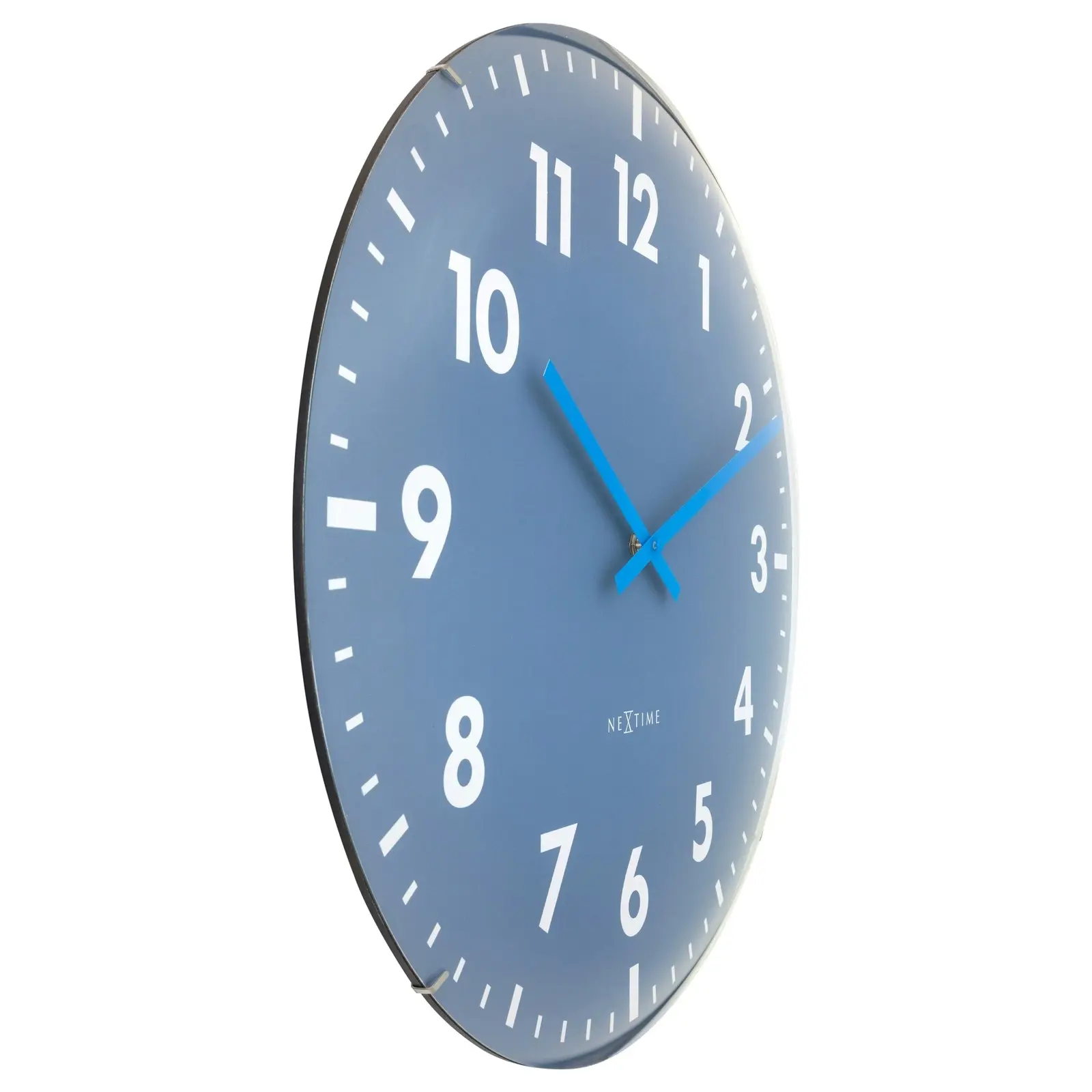 NeXtime Duomo Glass Analogue 50cm Hanging Wall Clock Decor Silent Sweep Blue