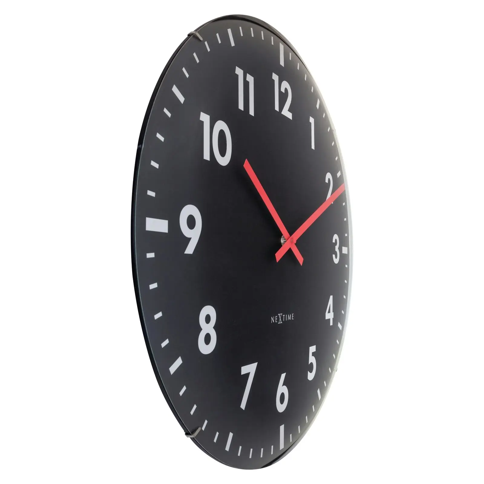 NeXtime Duomo Glass Analogue 50cm Hanging Wall Clock Decor Silent Sweep Black