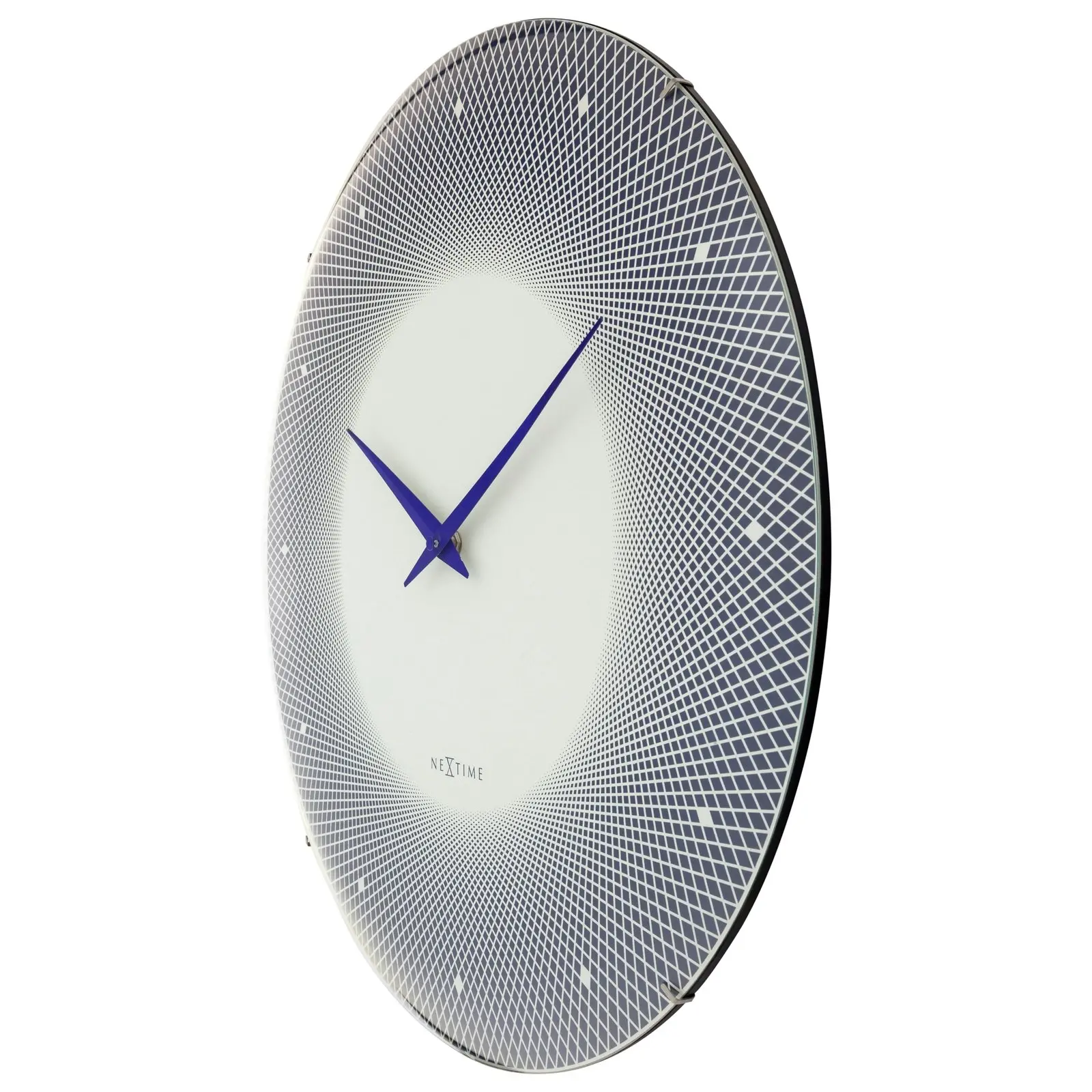 NeXtime Deep Glass Analogue 50cm Hanging Wall Clock Decor Silent Sweep Blue