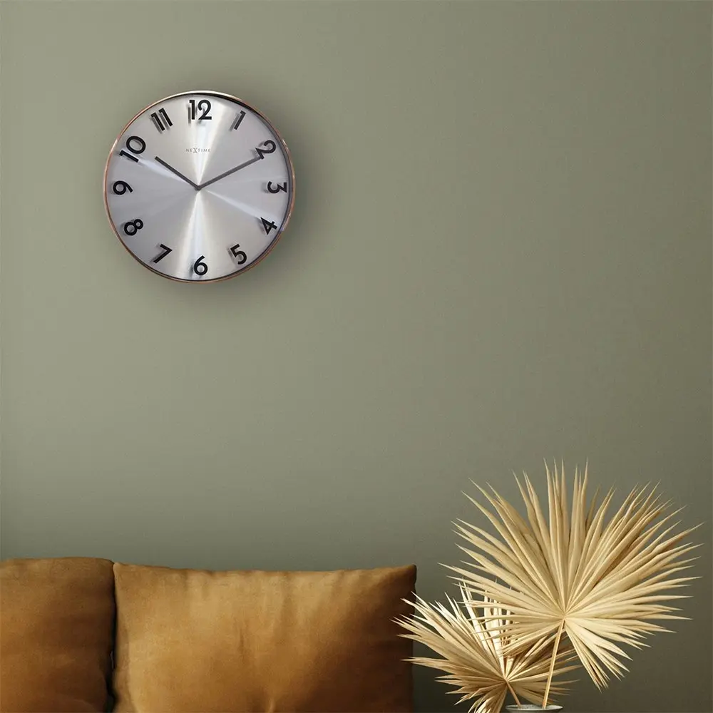 NeXtime Reflection 40cm Silent Wall Clock Hanging Round Home/Office Decor Copper