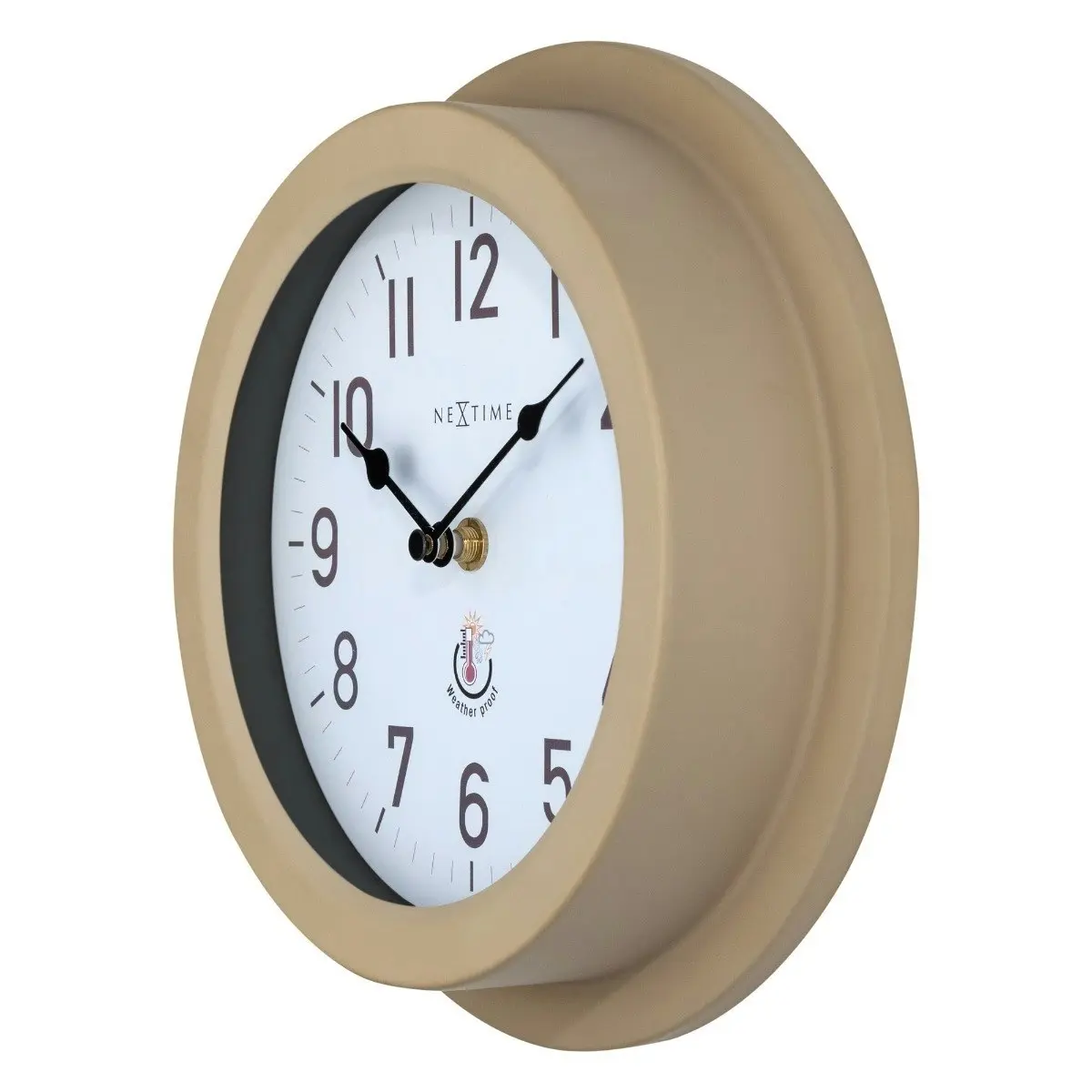 NeXtime 22cm Poppy Weatherproof Round Analogue Metal Outdoor Wall Clock Brown