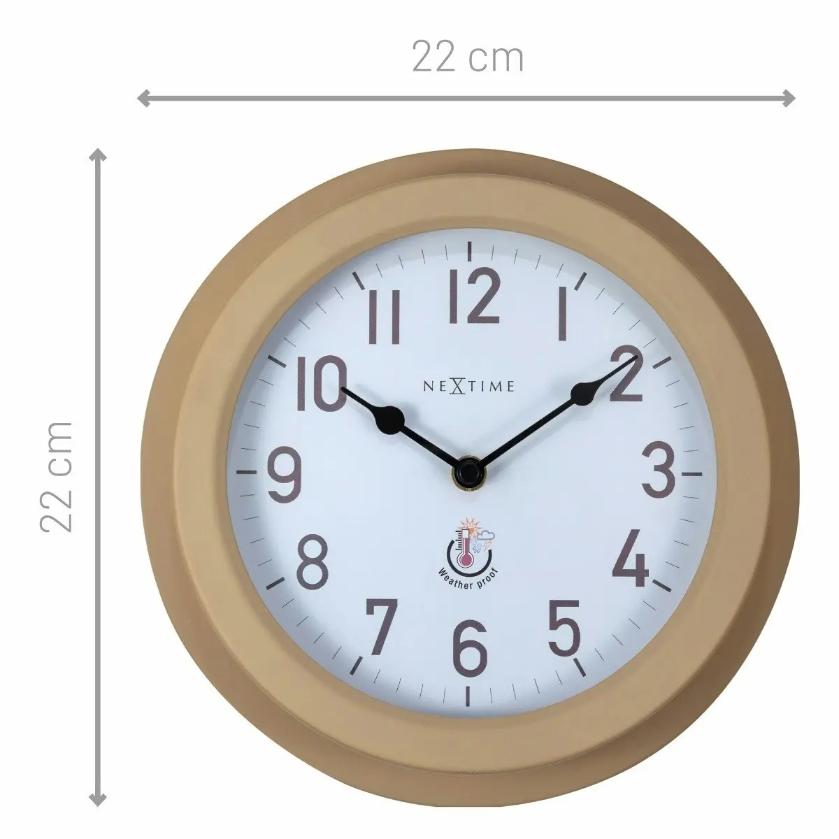 NeXtime 22cm Poppy Weatherproof Round Analogue Metal Outdoor Wall Clock Brown