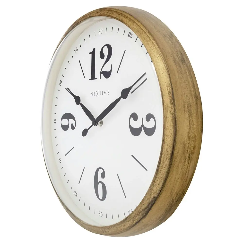 NeXtime 39cm Classic Silent Analogue Battery Operated Metal Wall Clock Gold