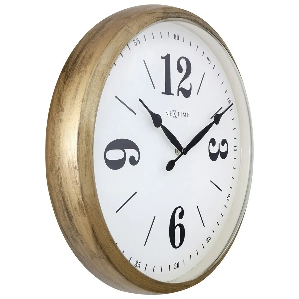 NeXtime 39cm Classic Silent Analogue Battery Operated Metal Wall Clock Gold