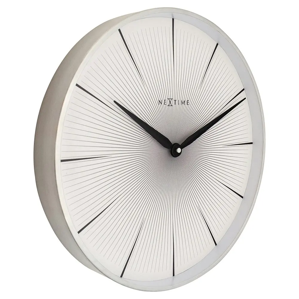 NeXtime 40cm 2 Seconds Silent Non-Ticking Round Analogue Metal Wall Clock White