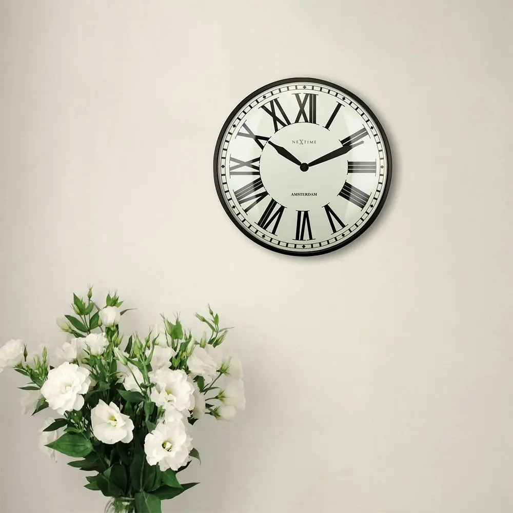 NeXtime 40cm New Amsterdam Round Silent Wall Clock Roman Numeral Home Decor