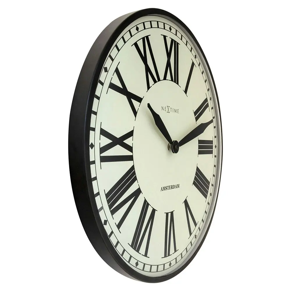 NeXtime 40cm New Amsterdam Round Silent Wall Clock Roman Numeral Home Decor