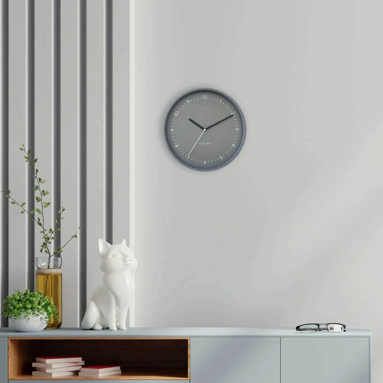 NeXtime Berlin Glass Analogue 30cm Hanging Wall Clock Decor Silent Sweep Grey