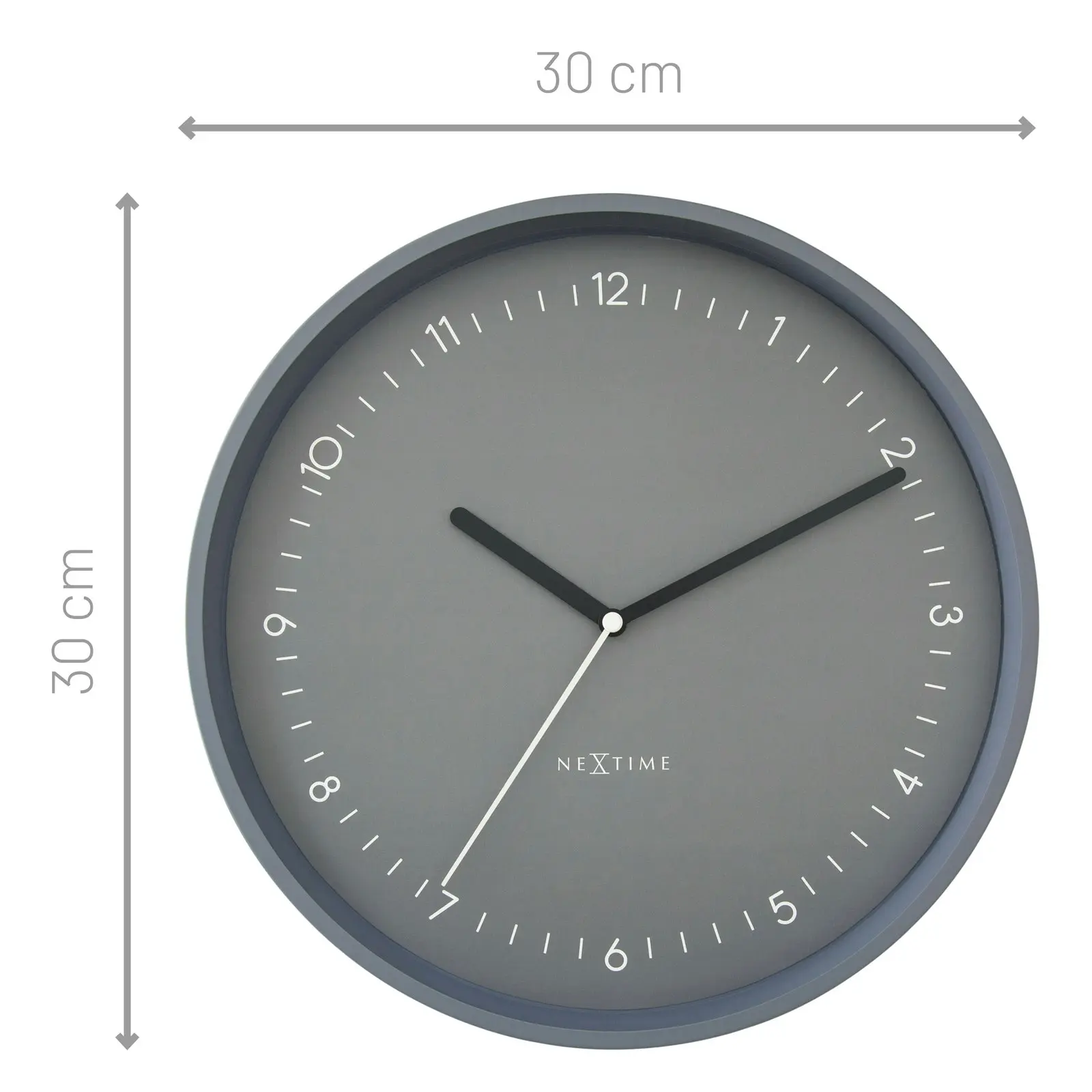 NeXtime Berlin Glass Analogue 30cm Hanging Wall Clock Decor Silent Sweep Grey