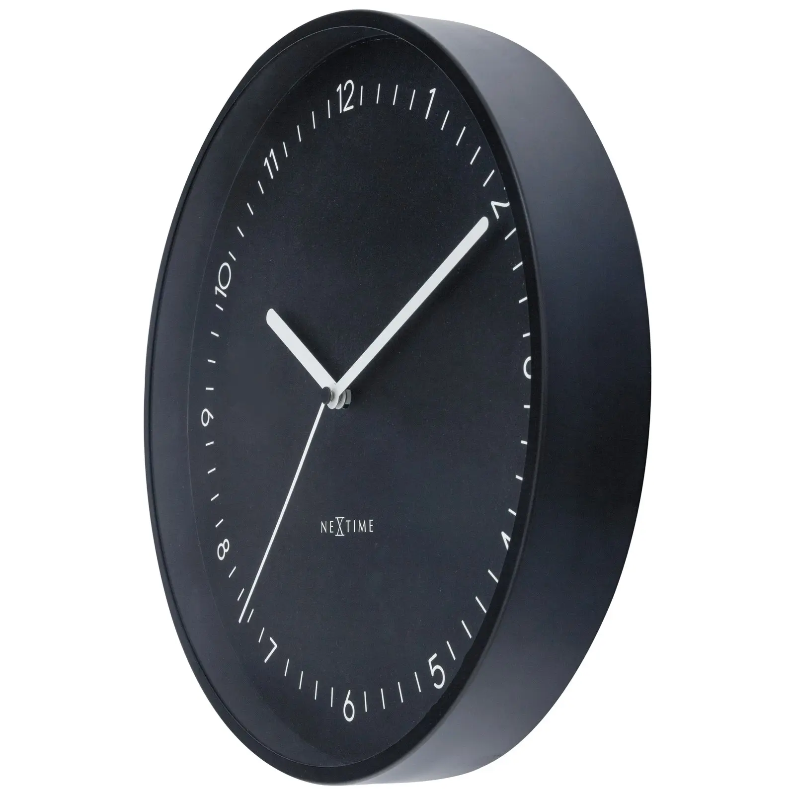 NeXtime Berlin Glass Analogue 30cm Hanging Wall Clock Decor Silent Sweep Black