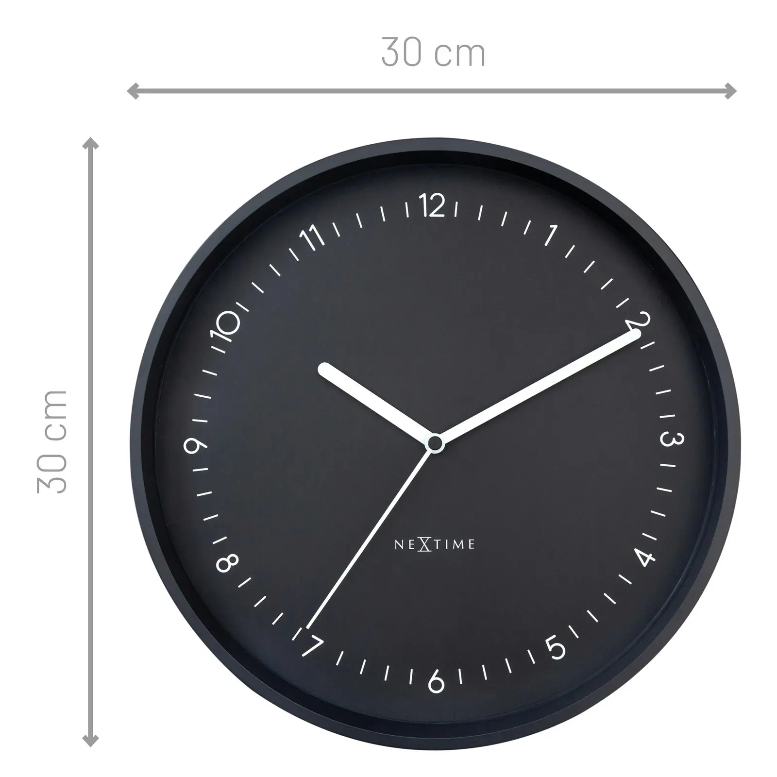 NeXtime Berlin Glass Analogue 30cm Hanging Wall Clock Decor Silent Sweep Black