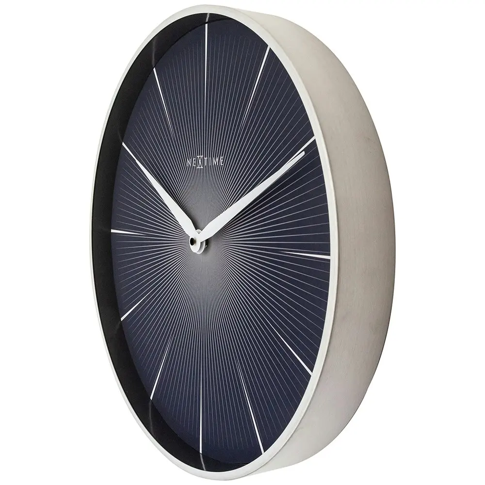 NeXtime 40cm 2 Seconds Silent Non-Ticking Round Analogue Metal Wall Clock Black