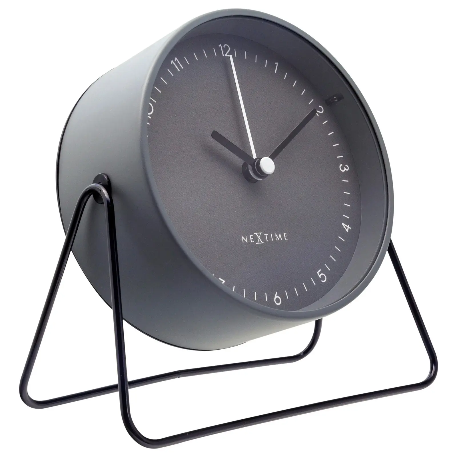 NeXtime Berlin Metal 14x13cm Analogue Table/Desk Alarm Clock w/ Night Light Grey