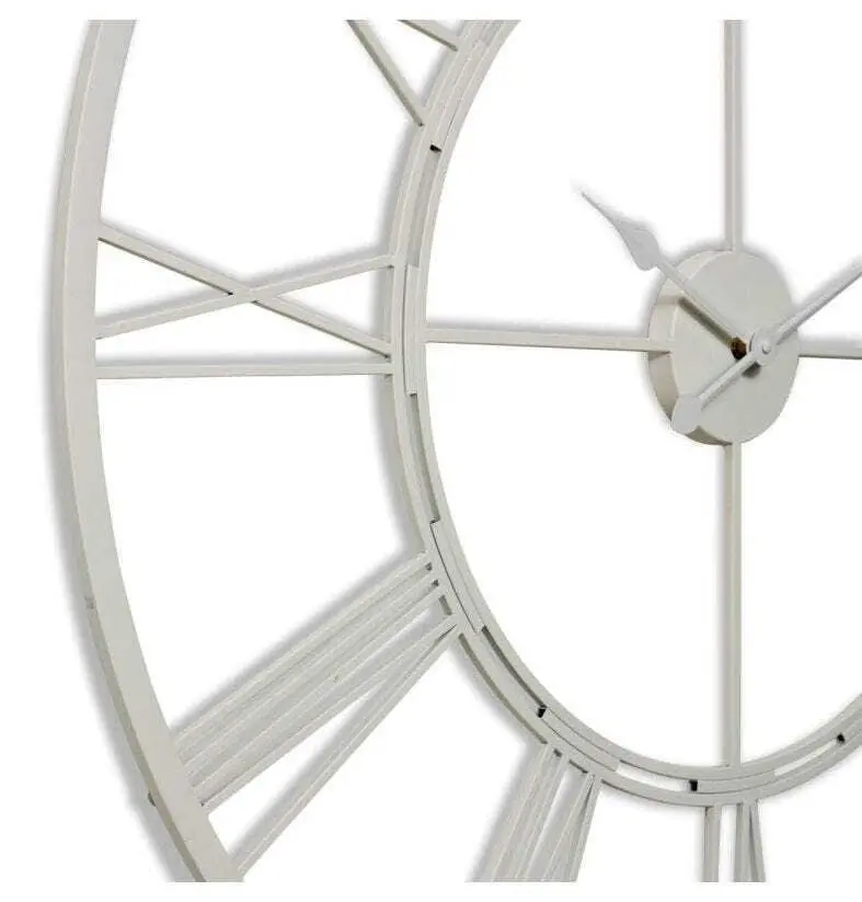 E Style Kingston Metal 101cm Wall Clock Hanging Round Analogue Decor White