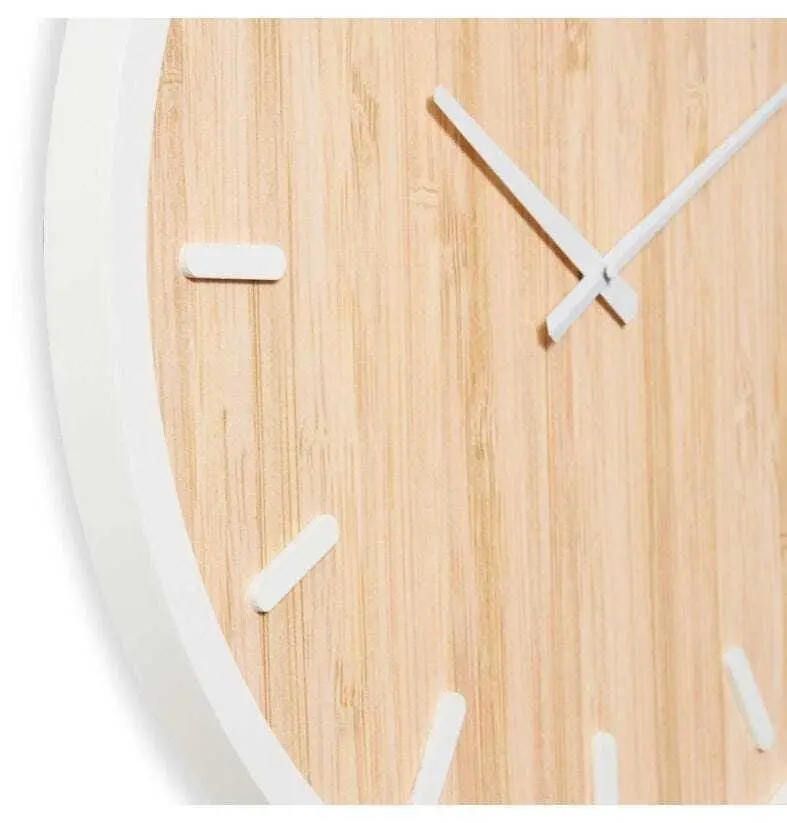 E Style Tyson MDF/Metal 60cm Wall Clock Hanging Round Analogue White/Natural