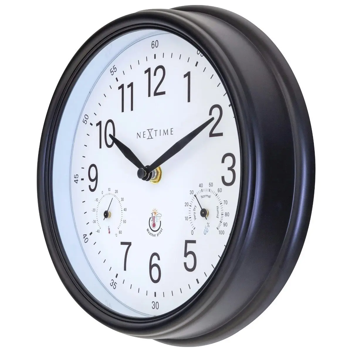 NeXtime Jasmine Weatherproof Outdoor 23.5cm Analogue Wall Clock Black/White