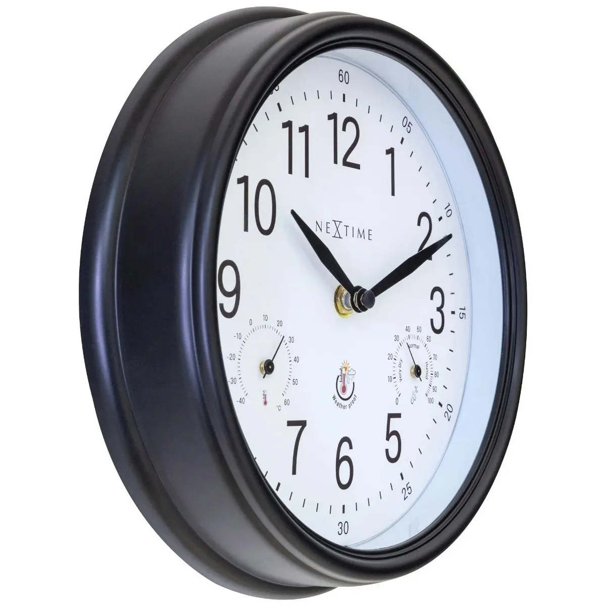 NeXtime Jasmine Weatherproof Outdoor 23.5cm Analogue Wall Clock Black/White