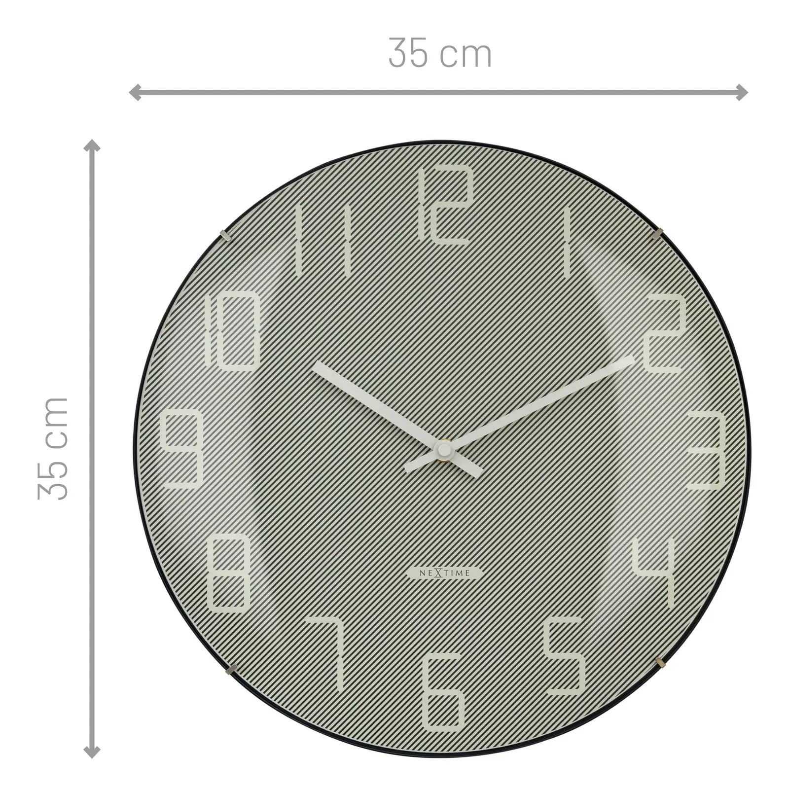 NeXtime Shade Glass Analogue 35cm Hanging Wall Clock Decor Silent Sweep Grey