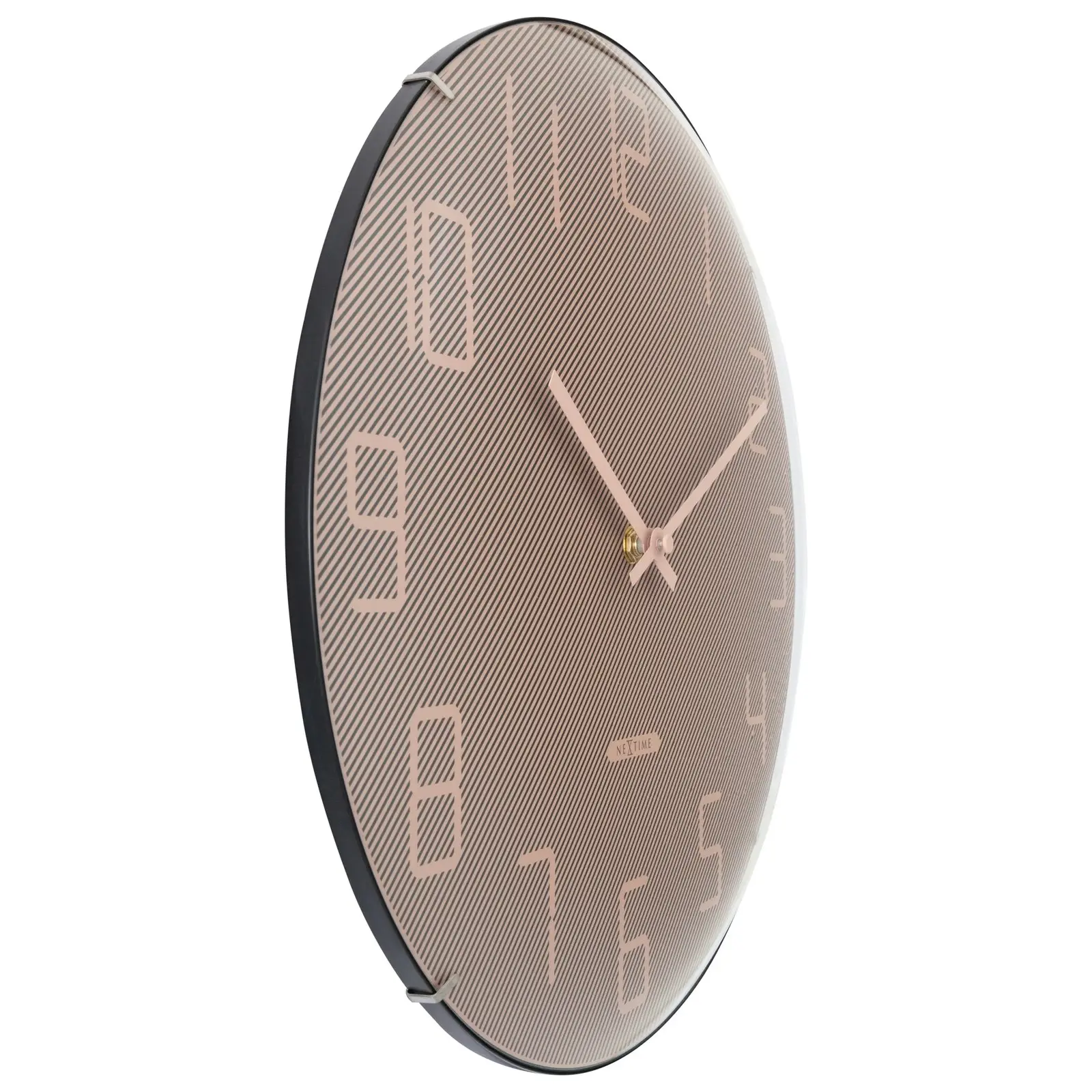 NeXtime Shade Glass Analogue 35cm Hanging Wall Clock Decor Silent Sweep Pink