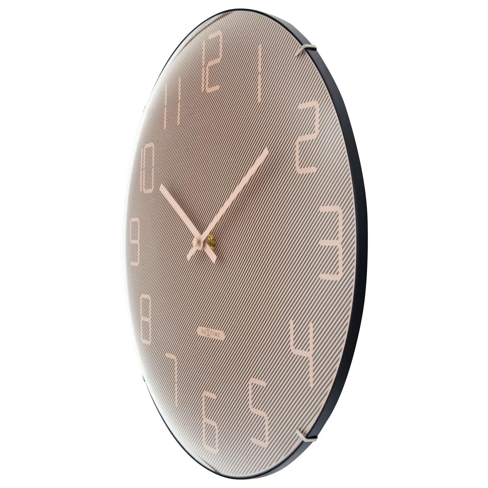 NeXtime Shade Glass Analogue 35cm Hanging Wall Clock Decor Silent Sweep Pink