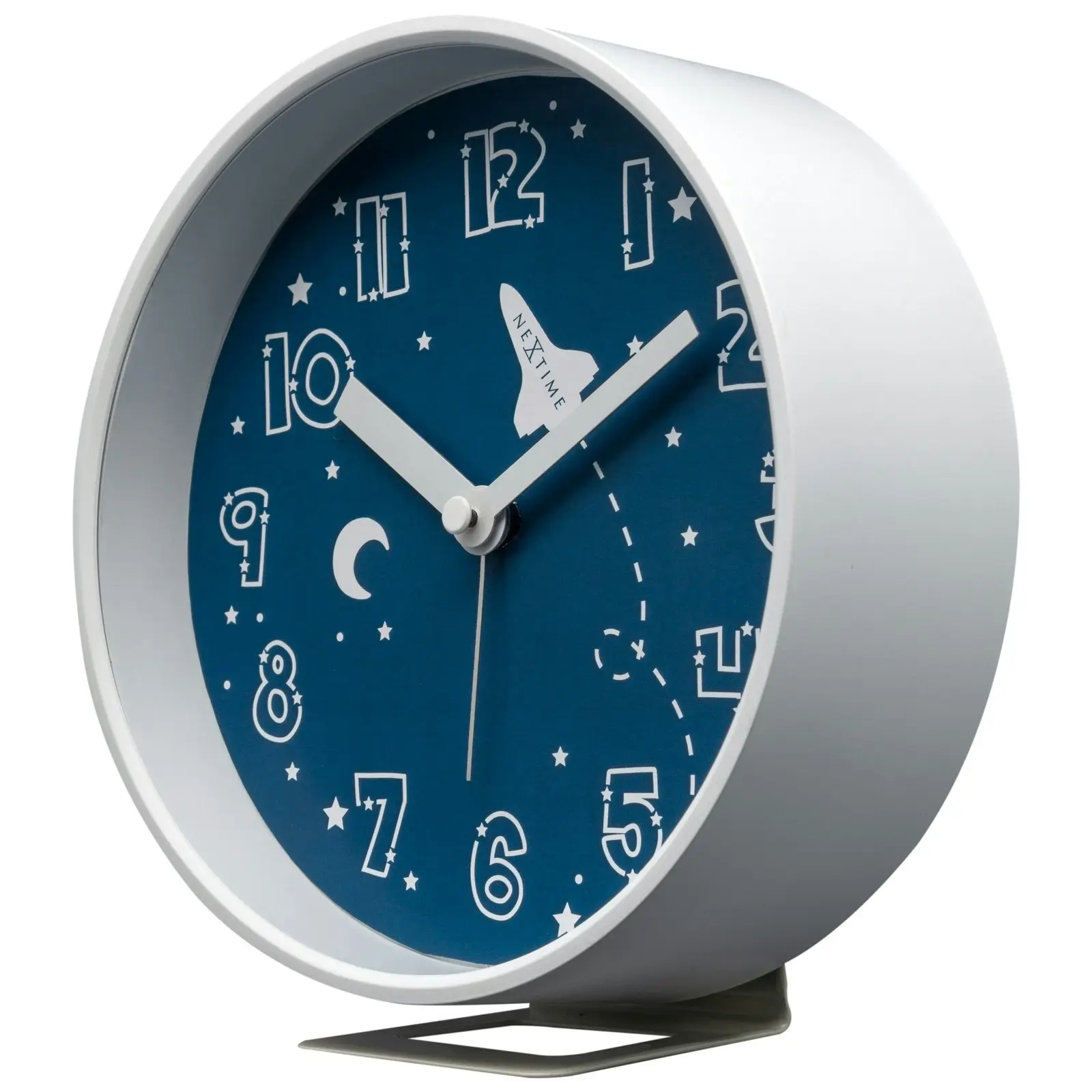 NeXtime Rocket Plastic 12.5x13cm Analogue Alarm Clock Silent w/ Night Light Blue