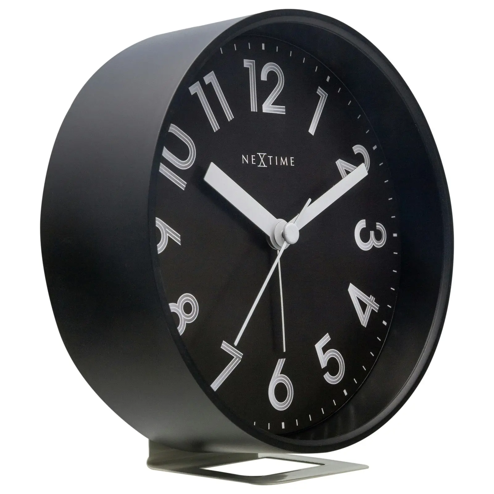 NeXtime Reflect Plastic 12.5x13cm Analogue Desk Alarm Clock w/ Night Light Black