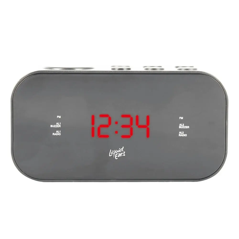 Liquid Ears AM/FM Portable Digital Dual Alarm/Radio Clock Tuner Snooze/Buzzer BK