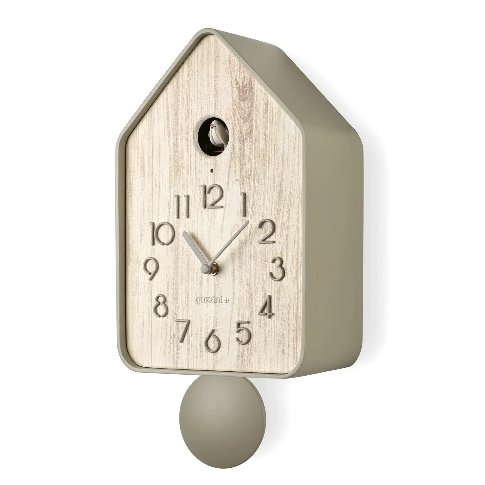 Guzzini Home Qq-Up 37cm Analog Plastic Wall/Table-Top Clock w/ Pendulum Taupe