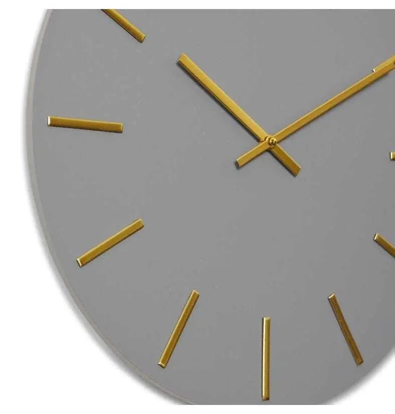 E Style Maddox Metal/MDF 50cm Wall Clock Hanging Round Analogue Grey/Gold