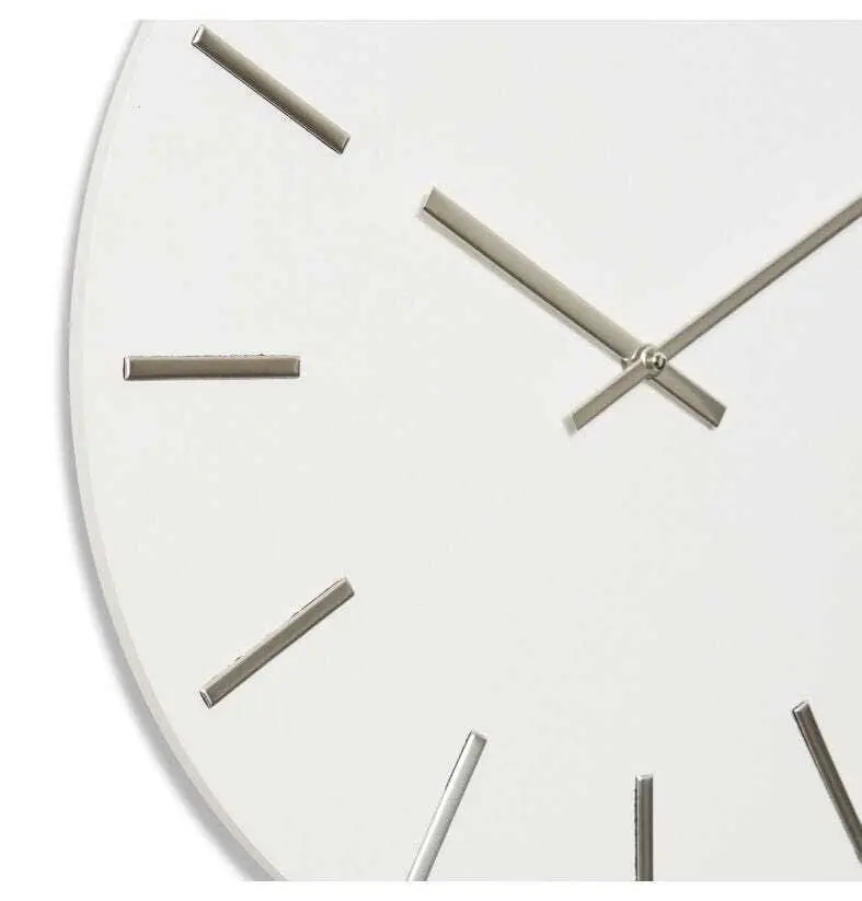 E Style Maddox Metal/MDF 50cm Wall Clock Hanging Round Analogue White/Silver