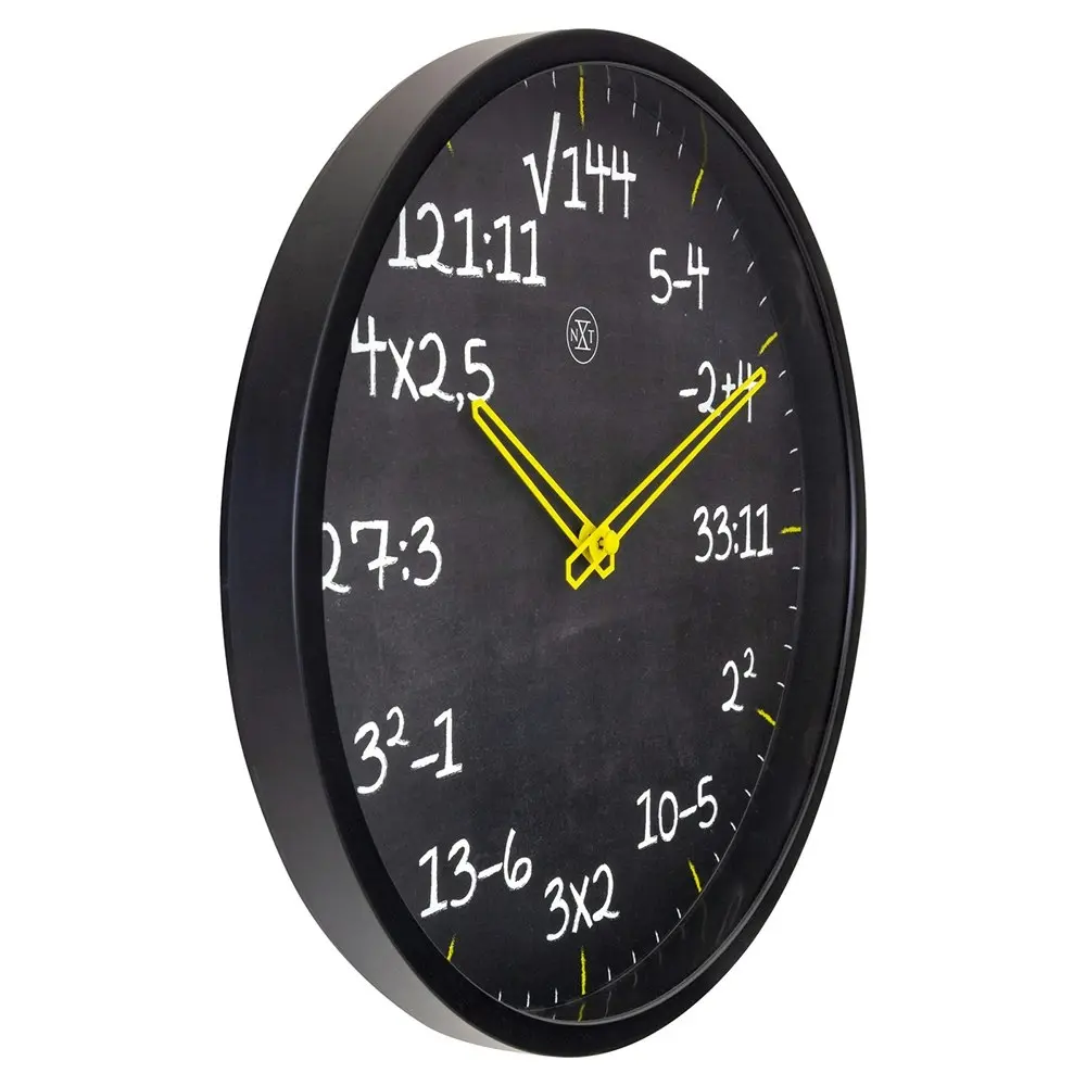 NeXtime 30cm Maths Silent Analogue Battery Operated Round Wall Clock Home Decor