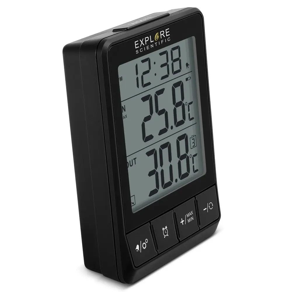 Explore Scientific Indoor/Outdoor 16.50cm Temperature Station w/ Time & Alarm