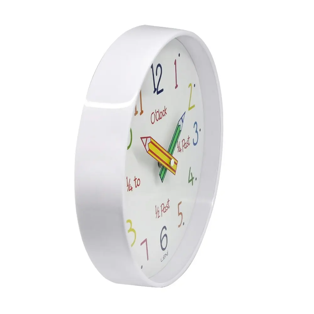 Leni Pencil Dial Kids/Children Hanging Round Room Wall Clock Time Décor 25cm