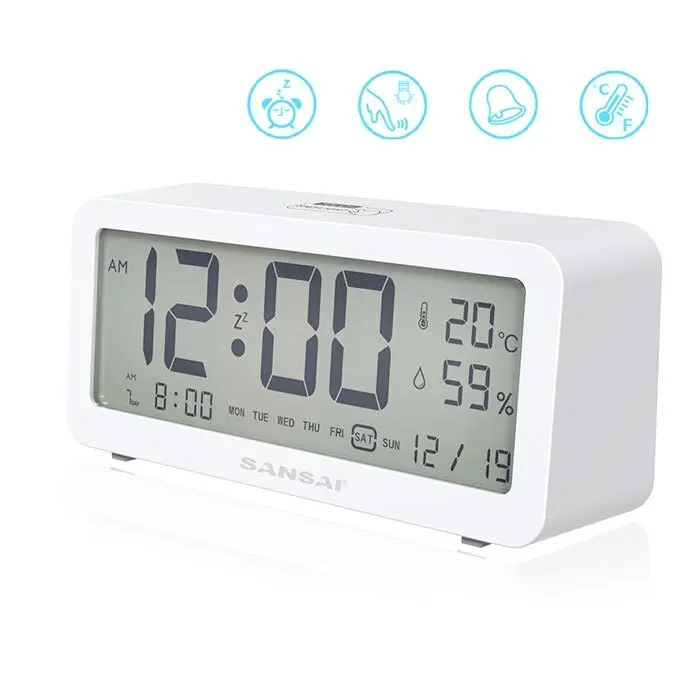 Sansai LED LCD Digital 12/24h Alarm/Snooze Clock/Date/Temperature 5.2in Display