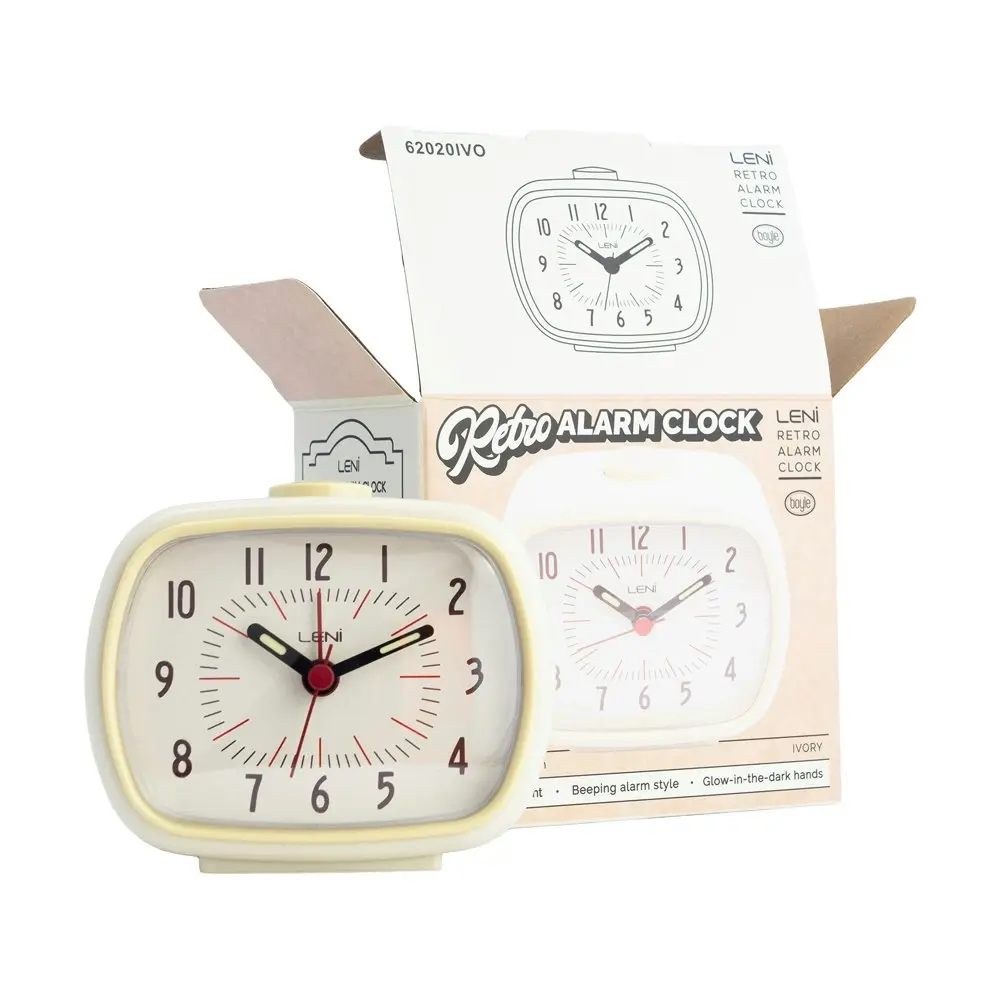 Leni Retro Analogue Standing Bedside/Desk Home Alarm Clock Time Ivory 6x11x9cm