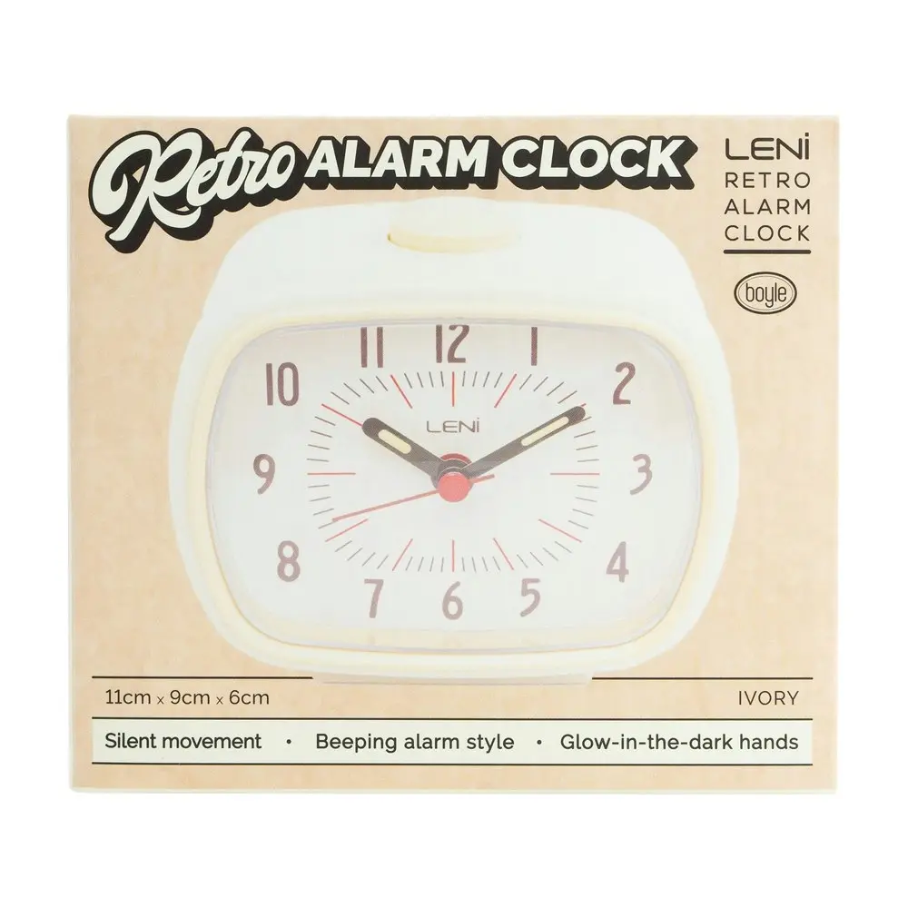 Leni Retro Analogue Standing Bedside/Desk Home Alarm Clock Time Ivory 6x11x9cm