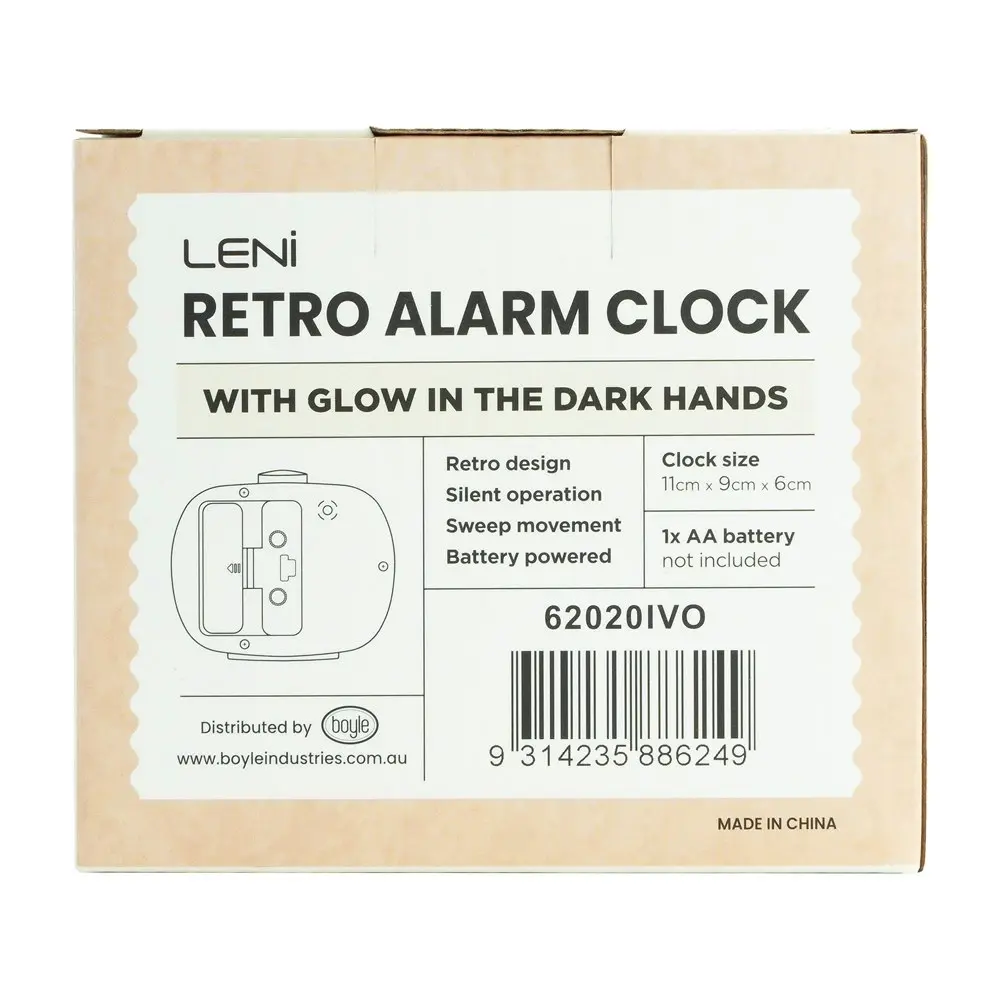 Leni Retro Analogue Standing Bedside/Desk Home Alarm Clock Time Ivory 6x11x9cm