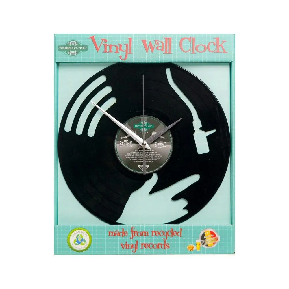 Yesterday’s Recycled Vinyl Music Lover Memorabilia Battery Clock Disc Jockey