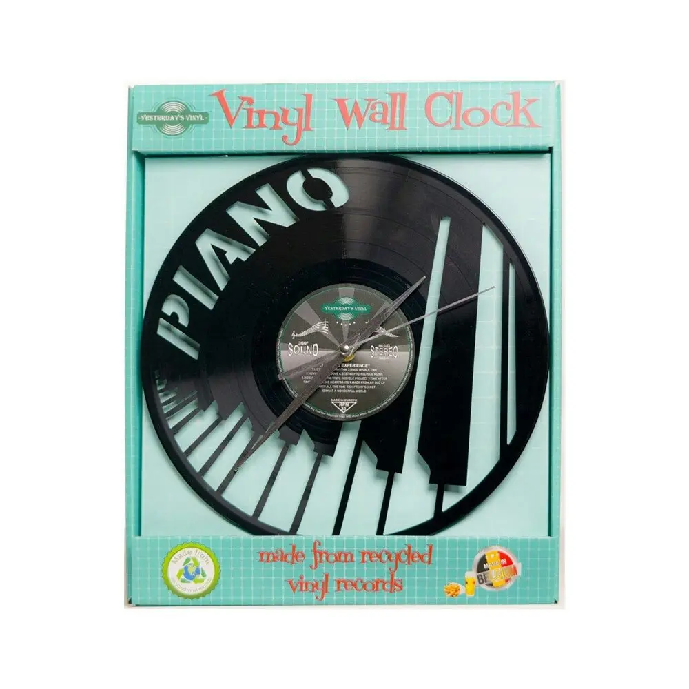 Yesterday’s Recycled Vinyl Rock Music Lover Memorabilia Battery Clock Piano