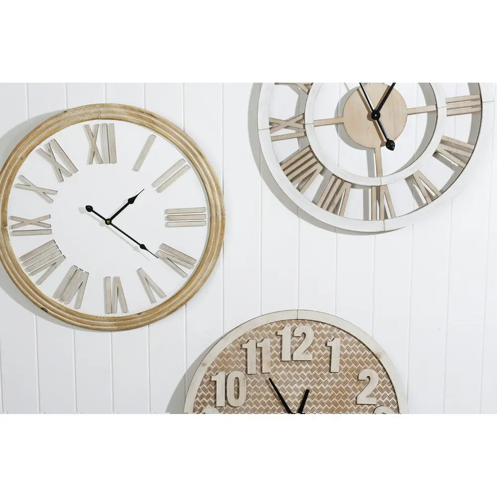 Maine & Crawford Elijah Roman Numeral 60cm Analogue MDF Wall Clock White/Natural