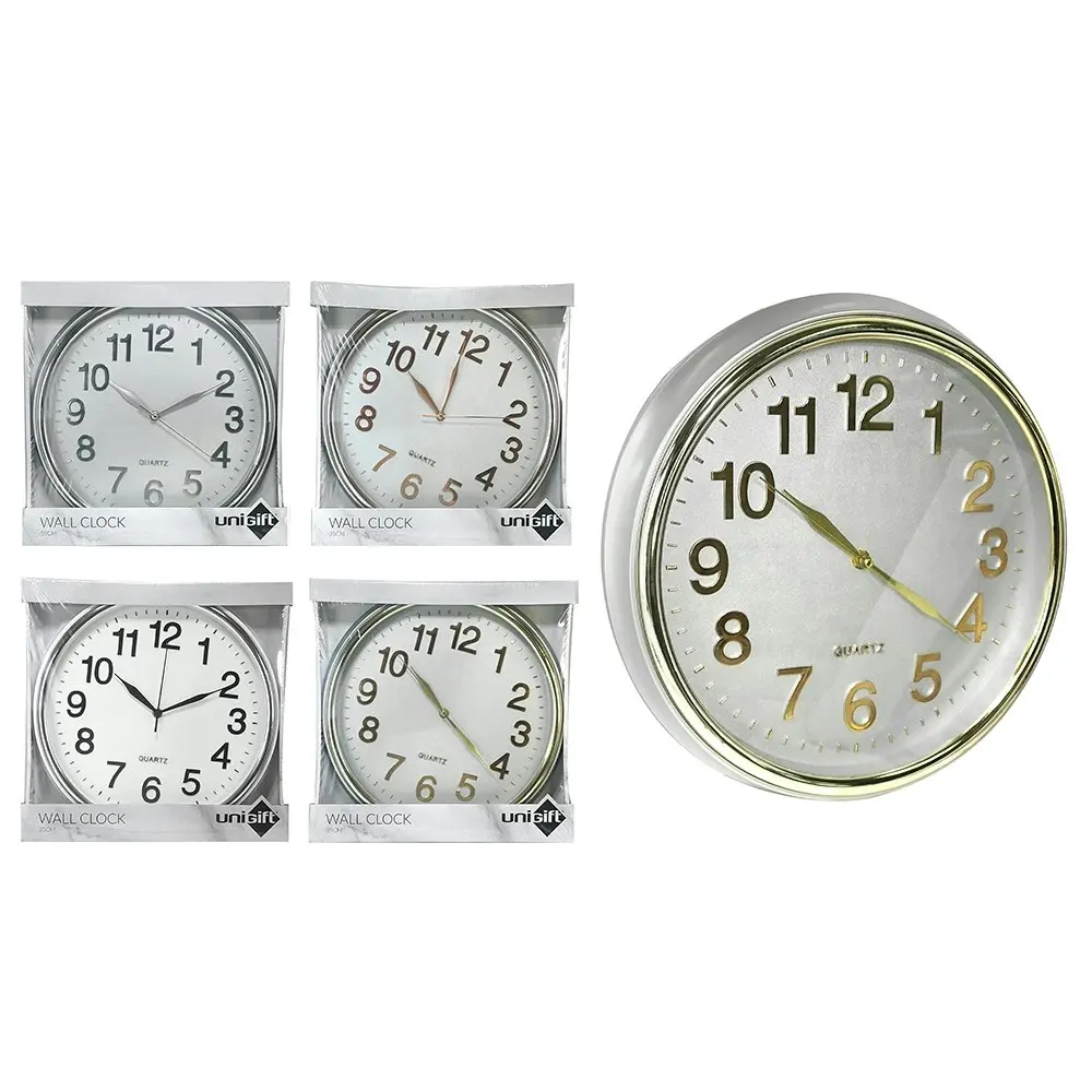 Unigift Classic 35cm Round Plastic Wall Clock Analogue Hanging Decor Assorted