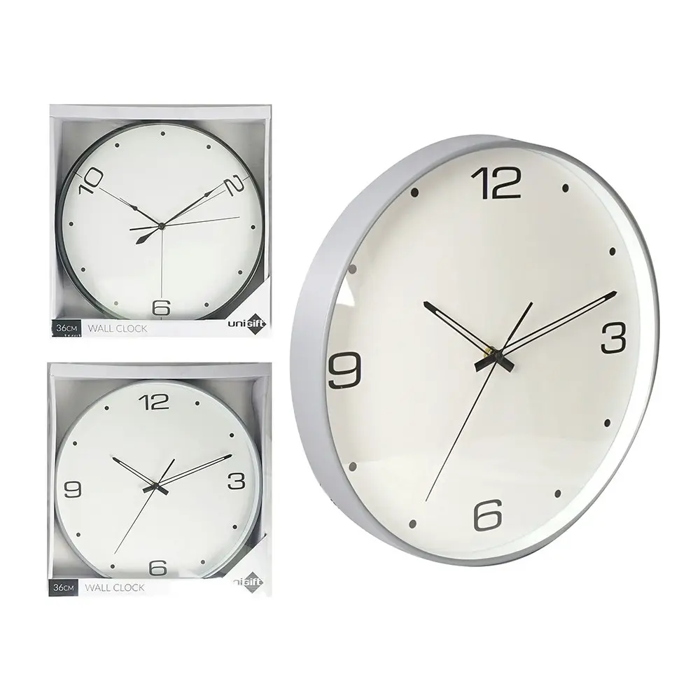 Unigift 14Inch/36cm Classic Wall Clock - Black/White Assorted Colours Home Decor