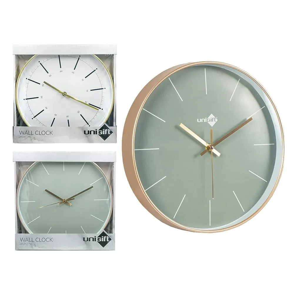 Unigift Classic 30cm Round Plastic Analogue Wall Clock Hanging Decor Assorted