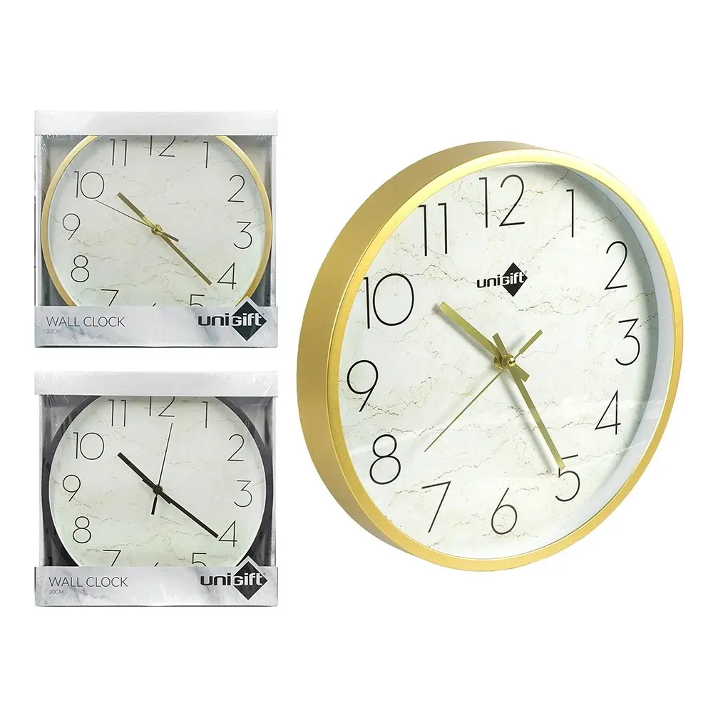 Unigift 12Inch/30cm Marble Look Wall Clock Assorted Colours Home Decor